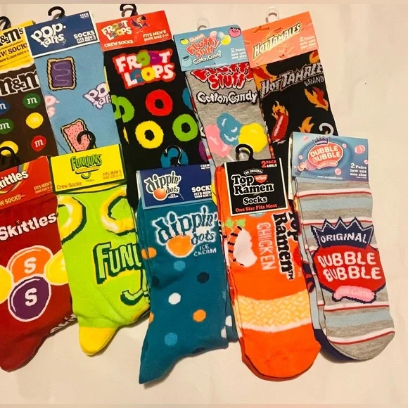 Crazy Crew/Ankle Socks ~ Snacks & Beverages ~ 20 Pairs Total